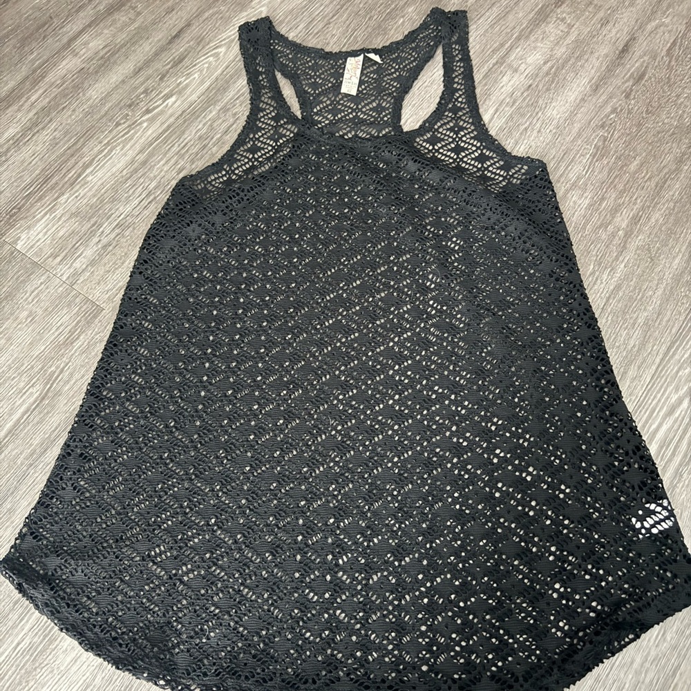 Black Crochet Swim Cover Up/ Top Boho Festival Coachella Vacation
